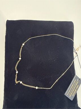 Gold Chain Necklace with Pearl Bead Accents